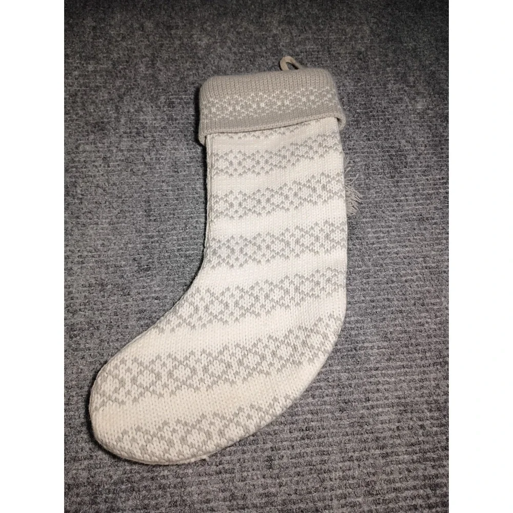 Wondershop Gray And White Letter E Christmas Stocking